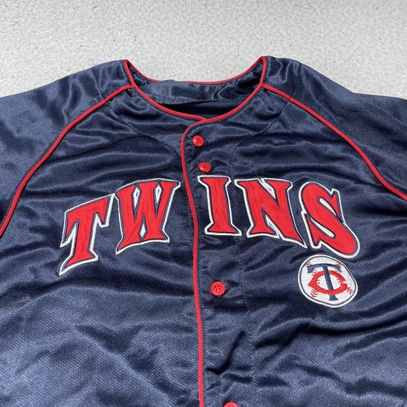 Minnesota Twins Jersey Youth Boys Large Blue MLB Baseball True Fan Button Front - Picture 2 of 9